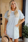 T Shirt Dresses Striped Ruffle Mini T-Shirt Dress - White