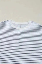 T Shirt Dresses Striped Ruffle Mini T-Shirt Dress - White