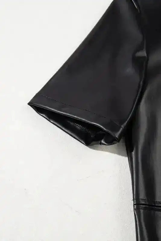 T Shirt Dresses Vegan Leather T-shirt Dress - Loose Fit