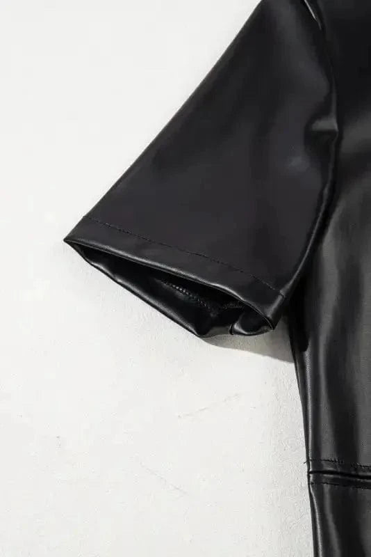 T Shirt Dresses Vegan Leather T-shirt Dress - Loose Fit