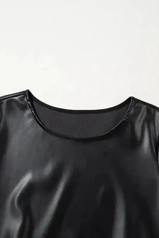 T Shirt Dresses Vegan Leather T-shirt Dress - Loose Fit