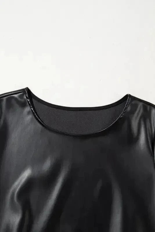 T Shirt Dresses Vegan Leather T-shirt Dress - Loose Fit
