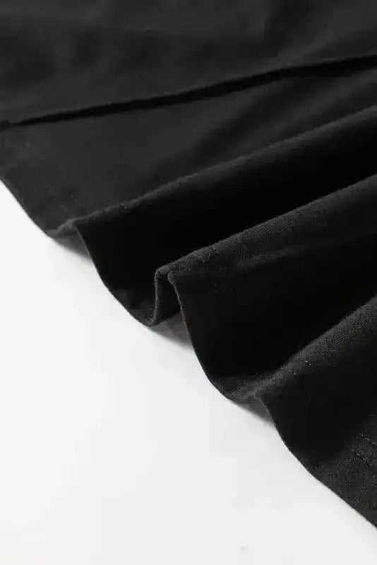 Tank Tops Black Crew Neck Pleated Tank Top