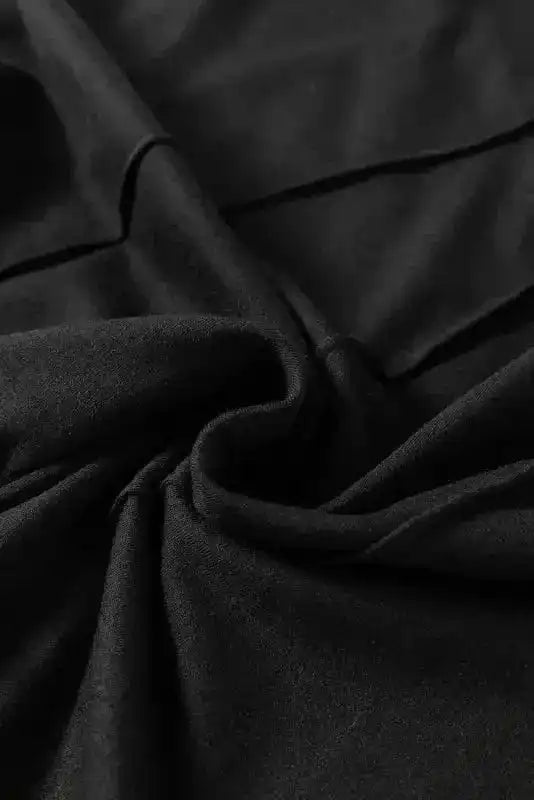 Tank Tops Black Crew Neck Pleated Tank Top