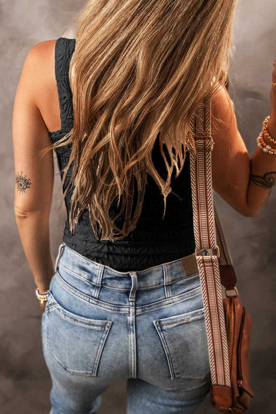 Tank Tops Black Floral Jacquard Tank Top