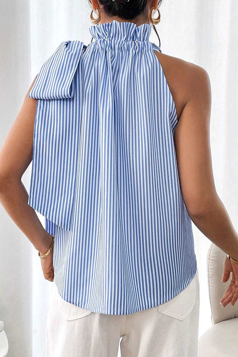 Tank Tops Celeste Frill-Tie Sleeveless Blouse