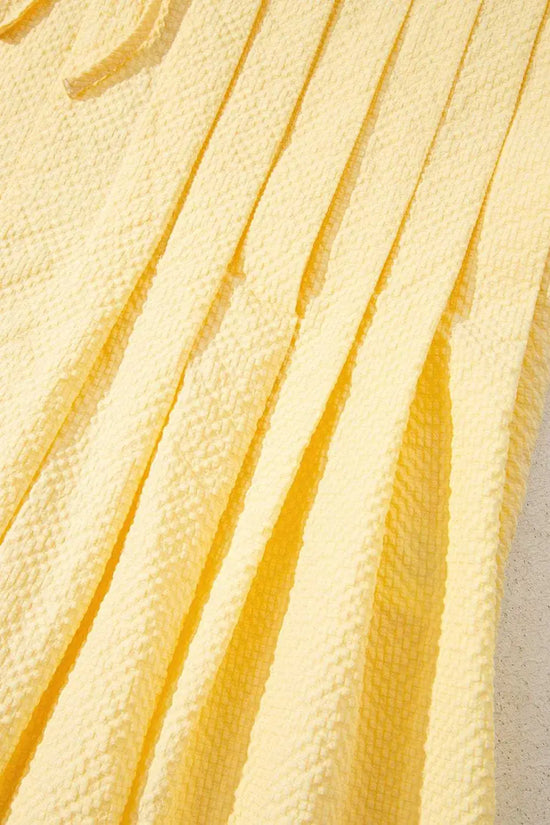 Tank Tops Fashionfitz Yellow Pleated Tank Top for Women