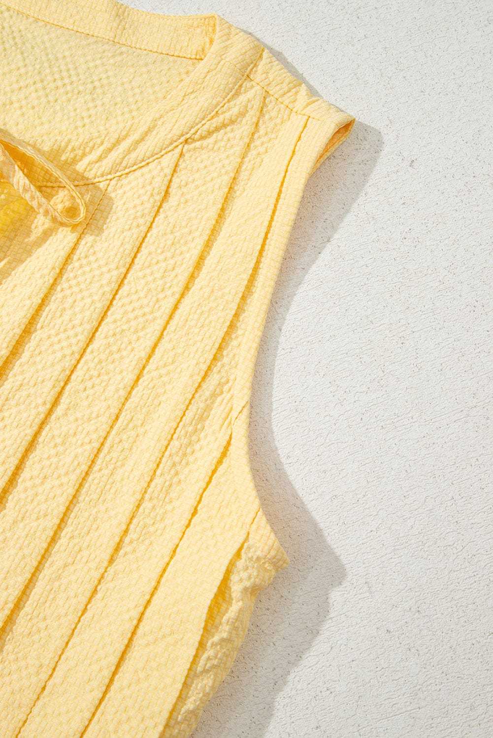 Tank Tops Fashionfitz Yellow Pleated Tank Top for Women