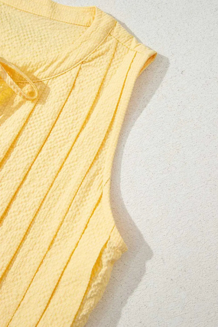 Tank Tops Fashionfitz Yellow Pleated Tank Top for Women