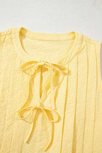 Tank Tops Fashionfitz Yellow Pleated Tank Top for Women