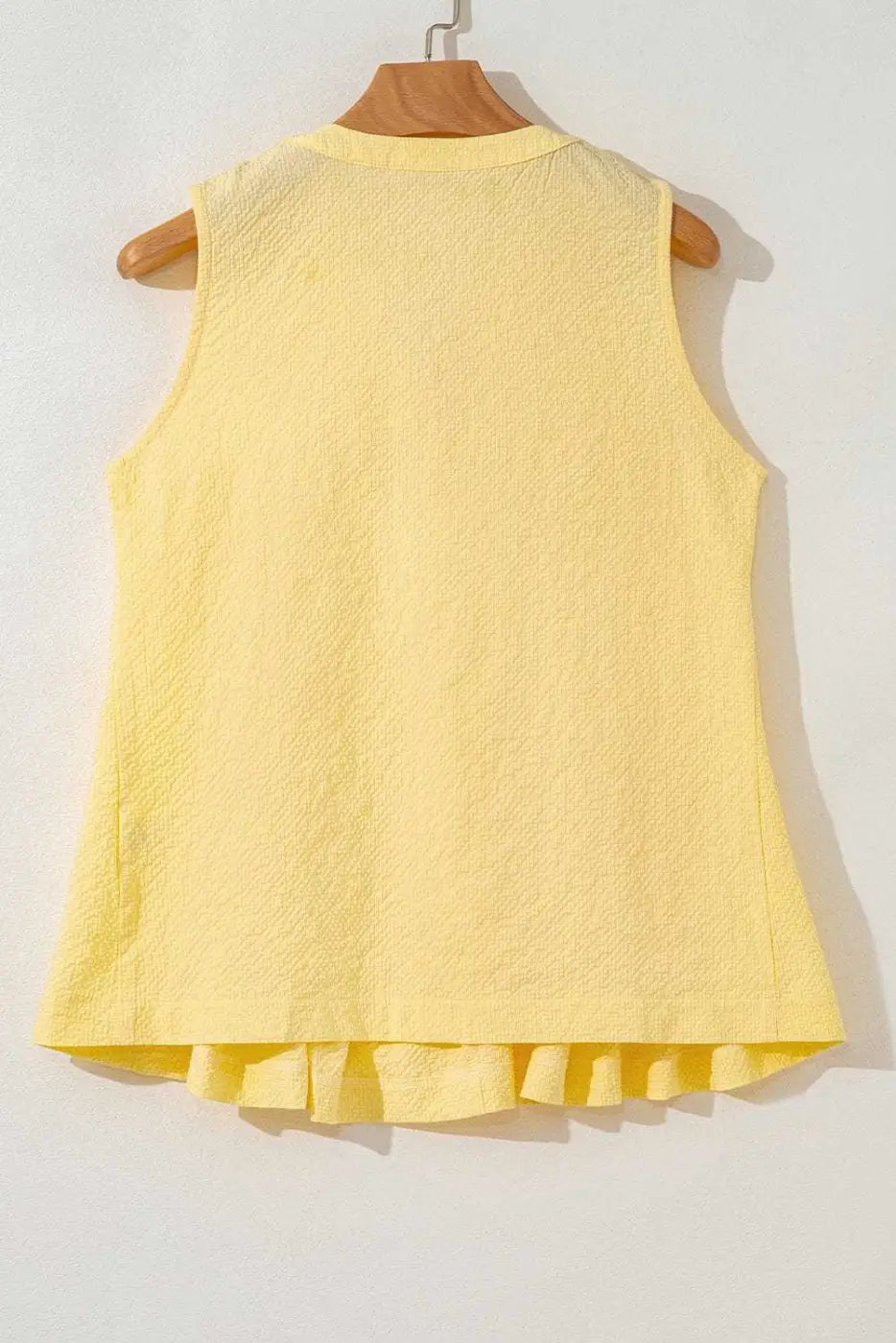 Tank Tops Fashionfitz Yellow Pleated Tank Top for Women