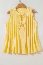 Tank Tops Fashionfitz Yellow Pleated Tank Top for Women