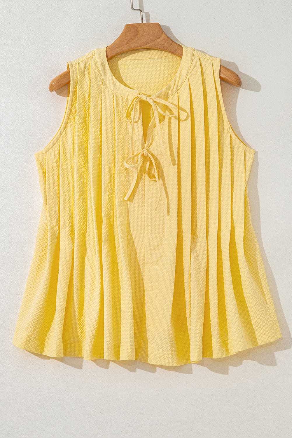 Tank Tops Fashionfitz Yellow Pleated Tank Top for Women