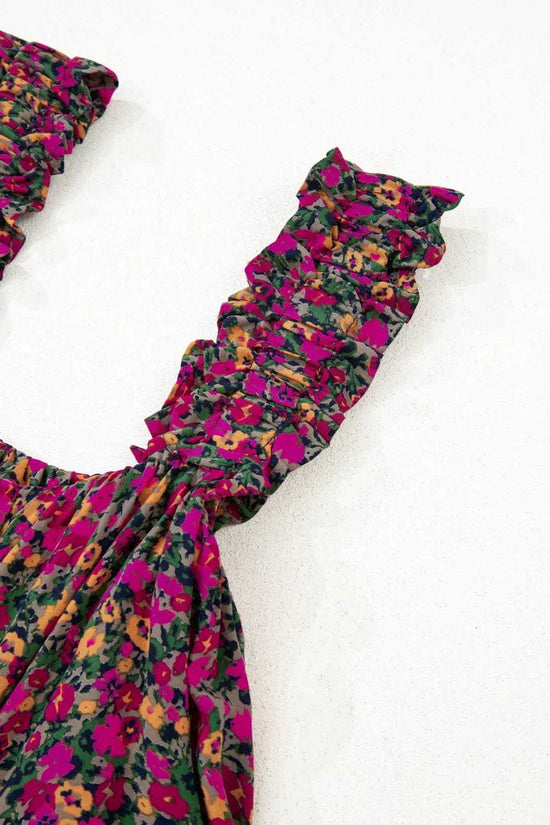 Tank Tops Floral Tank Top - Rose Boho Frilled Straps