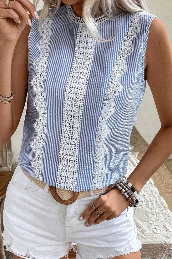 Tank Tops Lace Stripe Tank Top