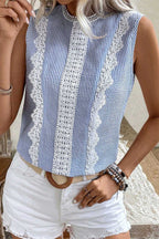 Tank Tops Lace Stripe Tank Top