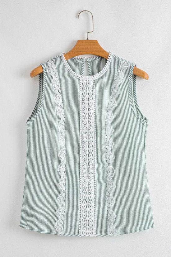 Tank Tops Lace Stripe Tank Top