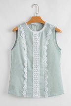 Tank Tops Lace Stripe Tank Top