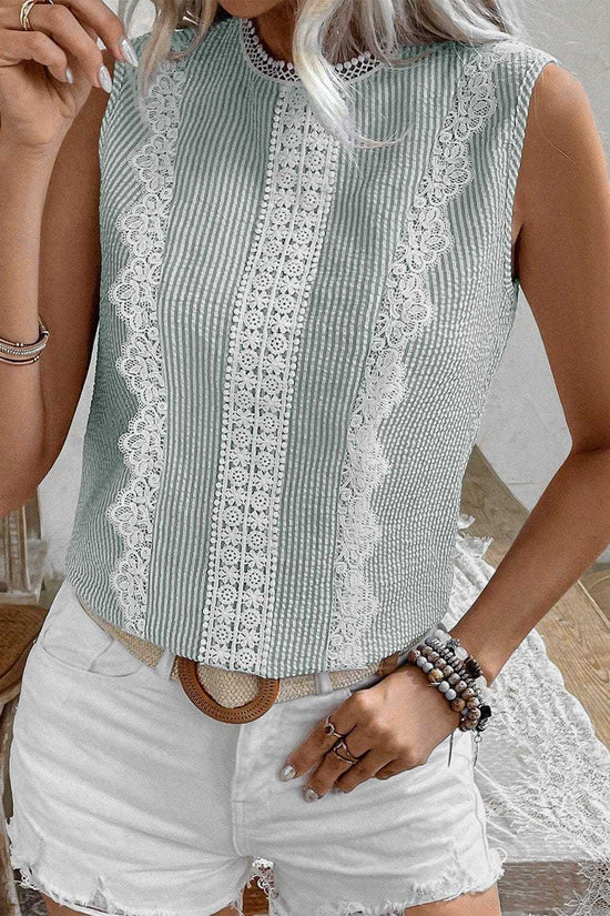 Tank Tops Lace Stripe Tank Top