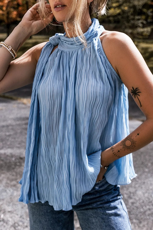 Tank Tops Myosotis / S / 100%Polyester Tied Elegance Pleated Top