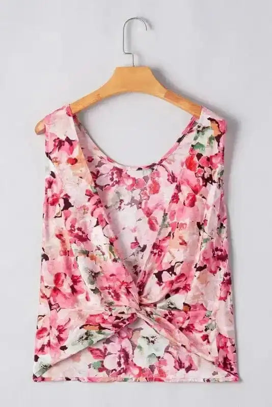Tank Tops Pastel Backless Floral Top
