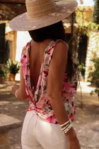 Tank Tops Pastel Backless Floral Top