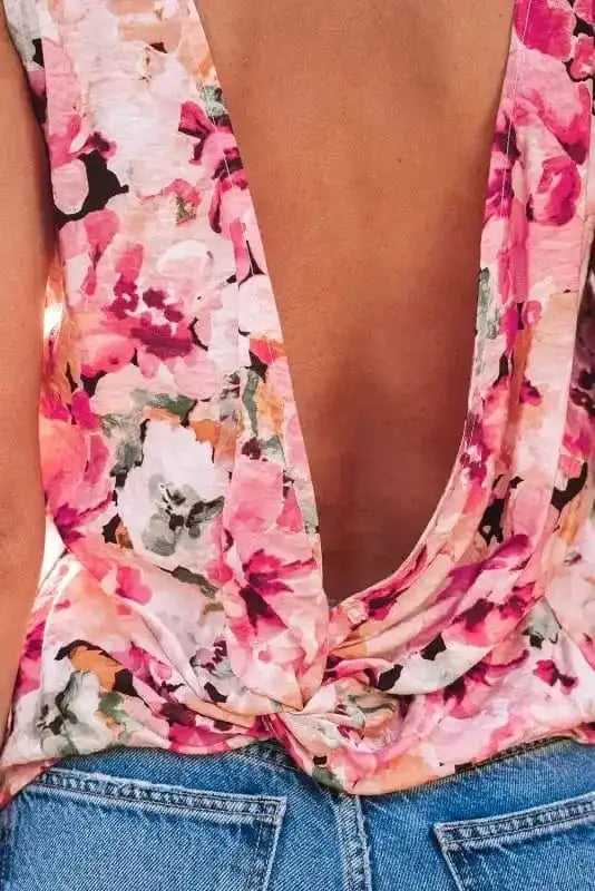 Tank Tops Pastel Backless Floral Top