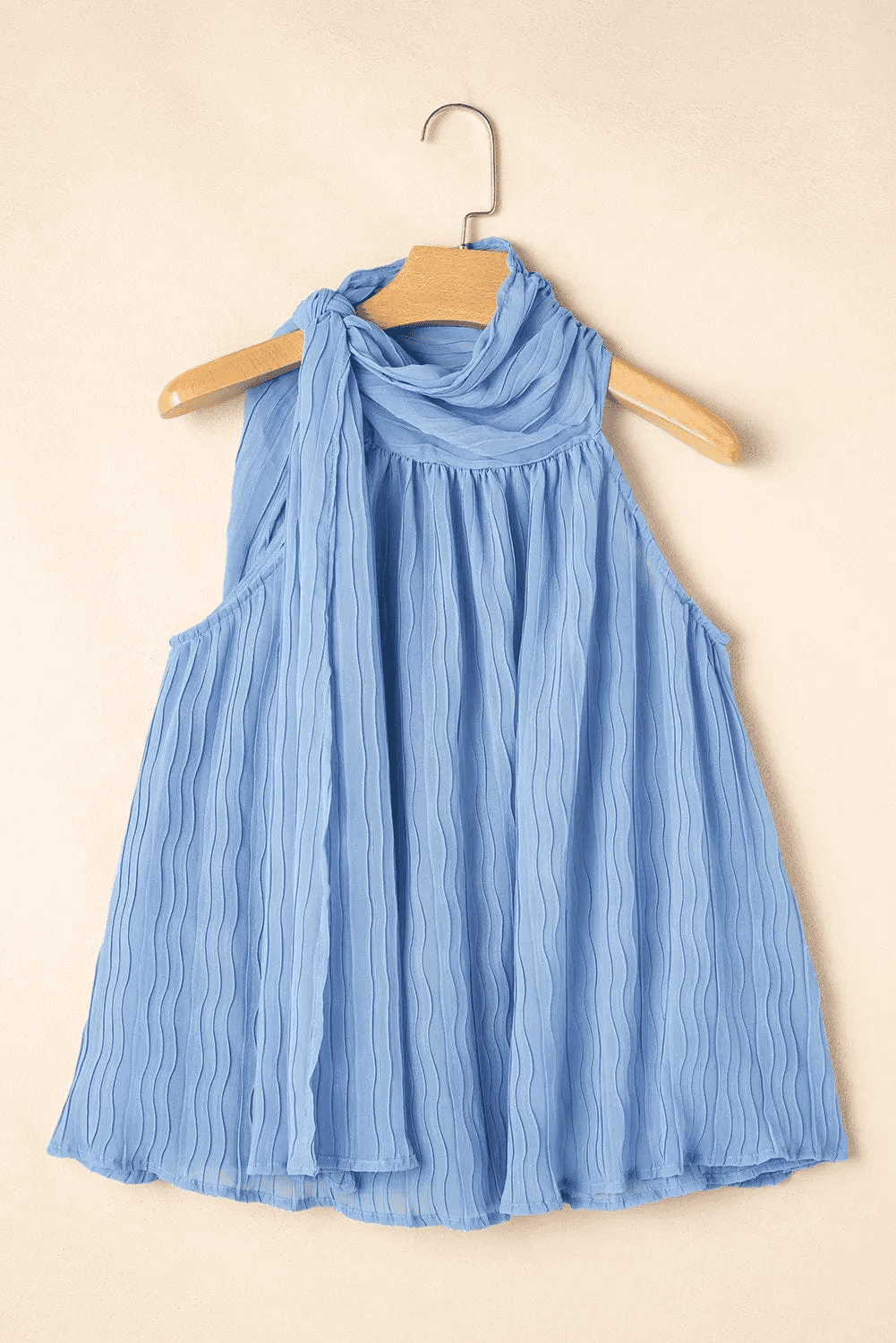 Tank Tops Tied Elegance Pleated Top
