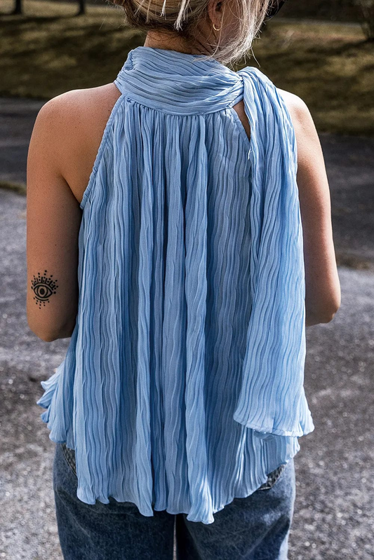 Tank Tops Tied Elegance Pleated Top