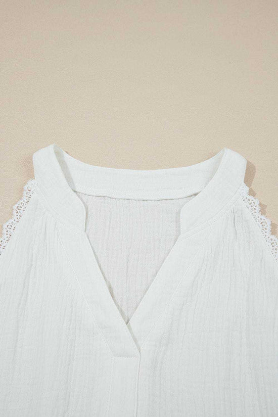 Tank Tops White Lace Trim Tank Top