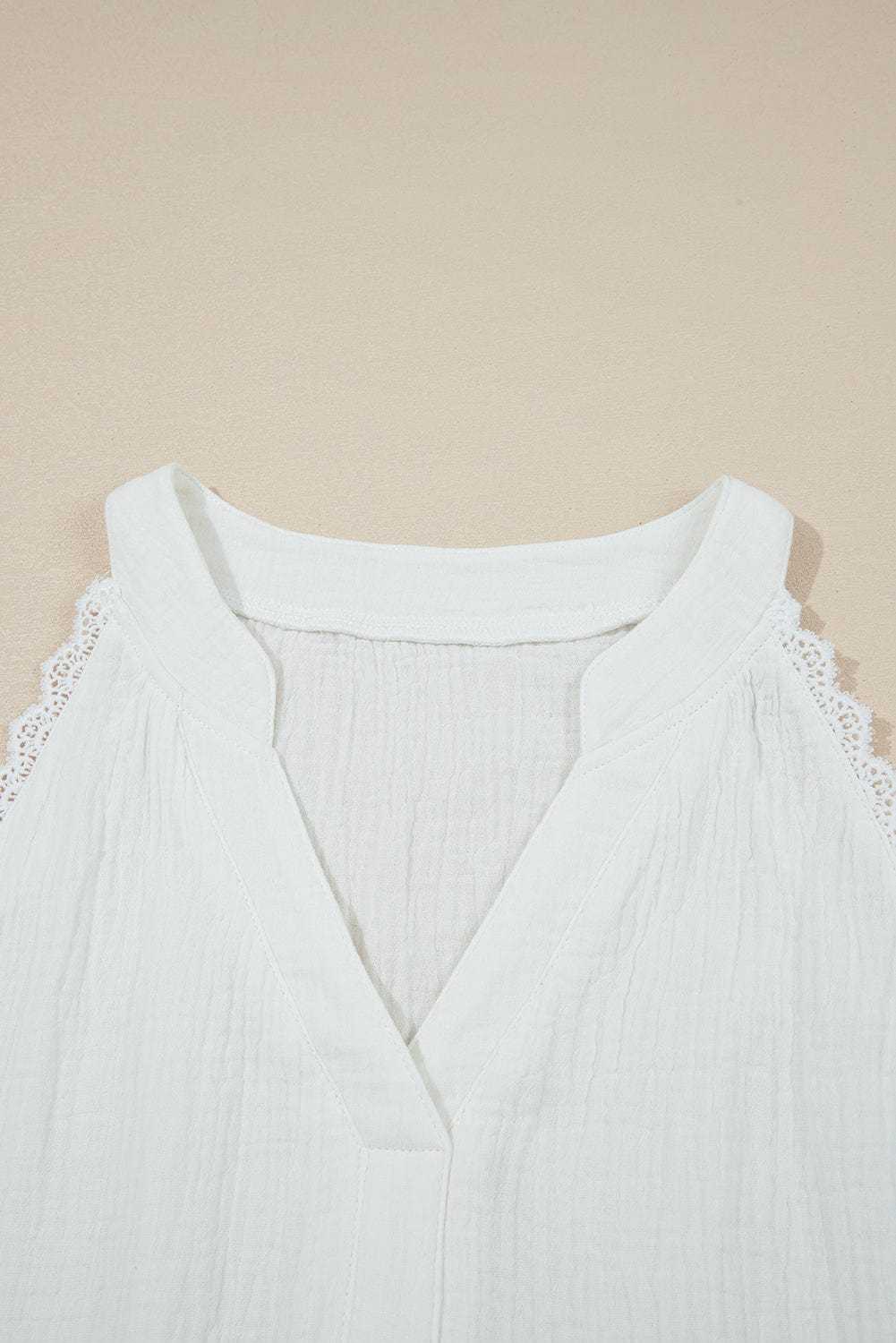 Tank Tops White Lace Trim Tank Top