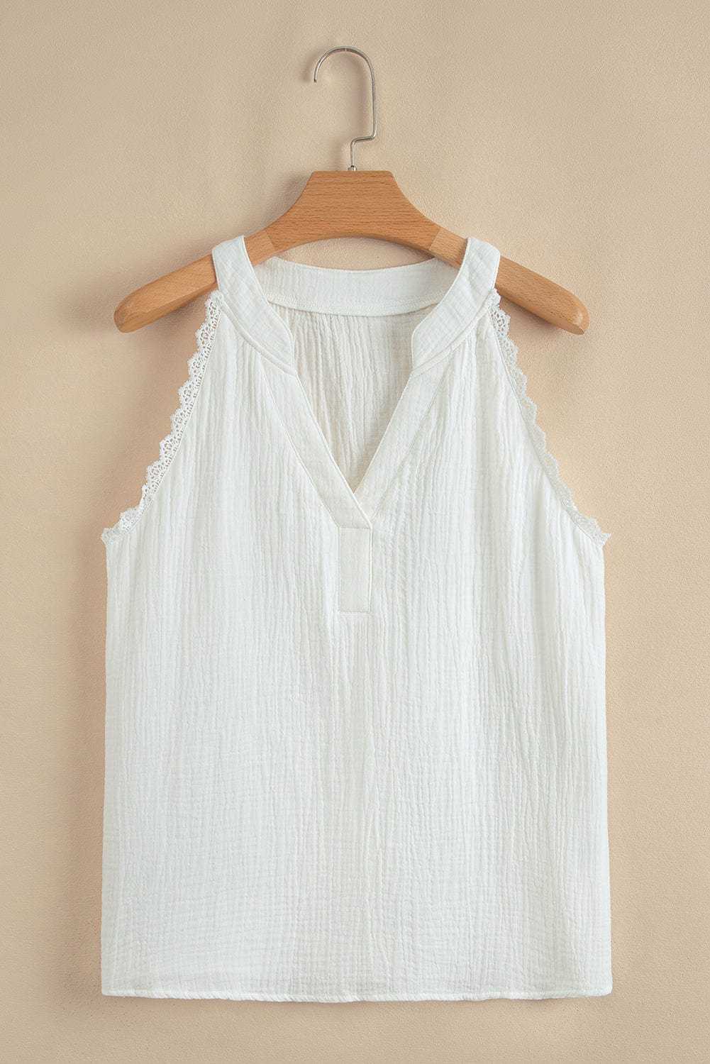 Tank Tops White Lace Trim Tank Top