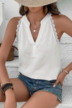 Tank Tops White Lace Trim Tank Top