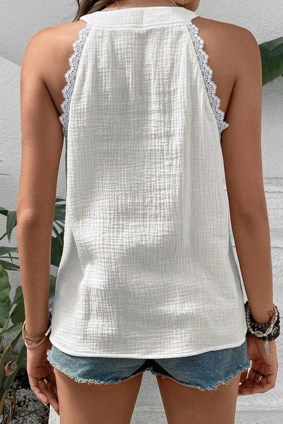 Tank Tops White Lace Trim Tank Top