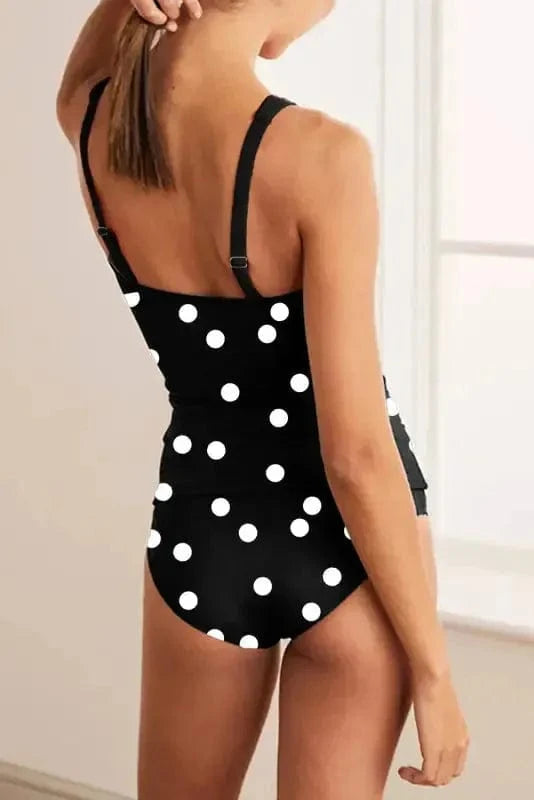 Tankinis Black Polka Dot Tankini Set