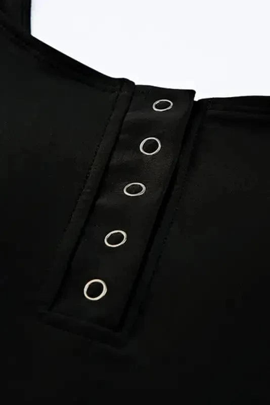 Tankinis Black Square Neck Tankini Set – Sleeveless Swimwear