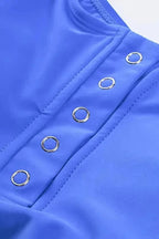 Tankinis Blue Square Neck Sleeveless Fashion Print Tankini Set