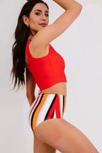 Tankinis Leopard Print Snap Button Sleeveless Tankini