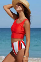 Tankinis Leopard Print Snap Button Sleeveless Tankini