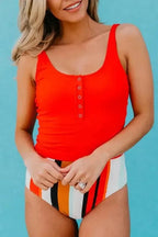 Tankinis Leopard Print Snap Button Sleeveless Tankini