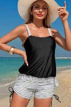 Tankinis Monochrome Striped Tankini Set