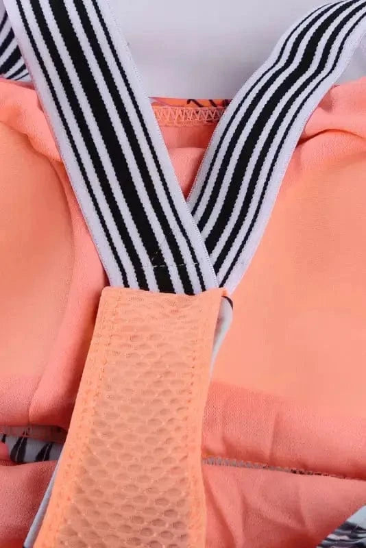 Tankinis Orange Printed Splicing Racerback Tankini