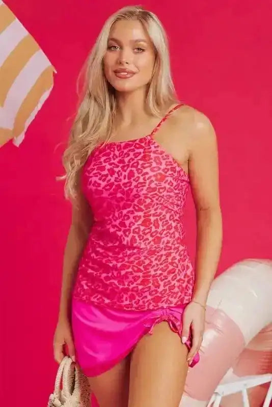 Tankinis Rose / S / 85%Polyester+15%Elastane Rose Leopard Tankini - 2pcs Swimsuit