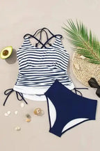 Tankinis Tummy Control Tankini Swimsuit - Blue Stripe