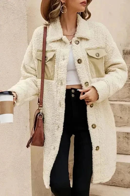 Teddy Coats Beige / S / 100%Polyester Cozy Beige Teddy Coat