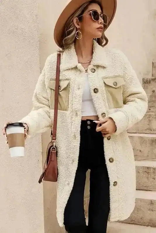 Teddy Coats Cozy Beige Teddy Coat