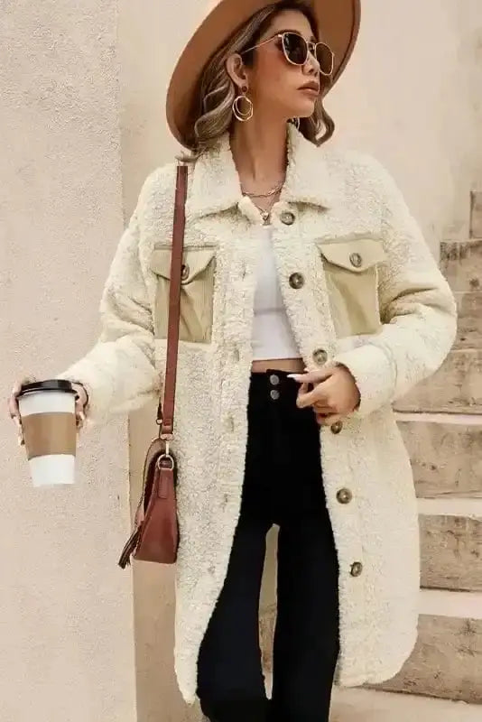 Teddy Coats Cozy Beige Teddy Coat