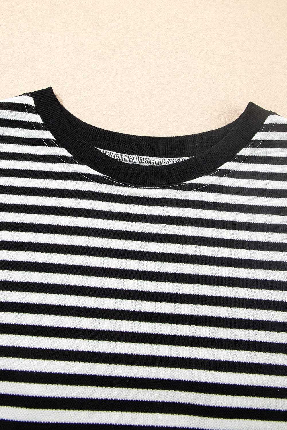 Tees BowVogue Women's Striped T-Shirt – Soft Cotton Bow Neck Casual Top