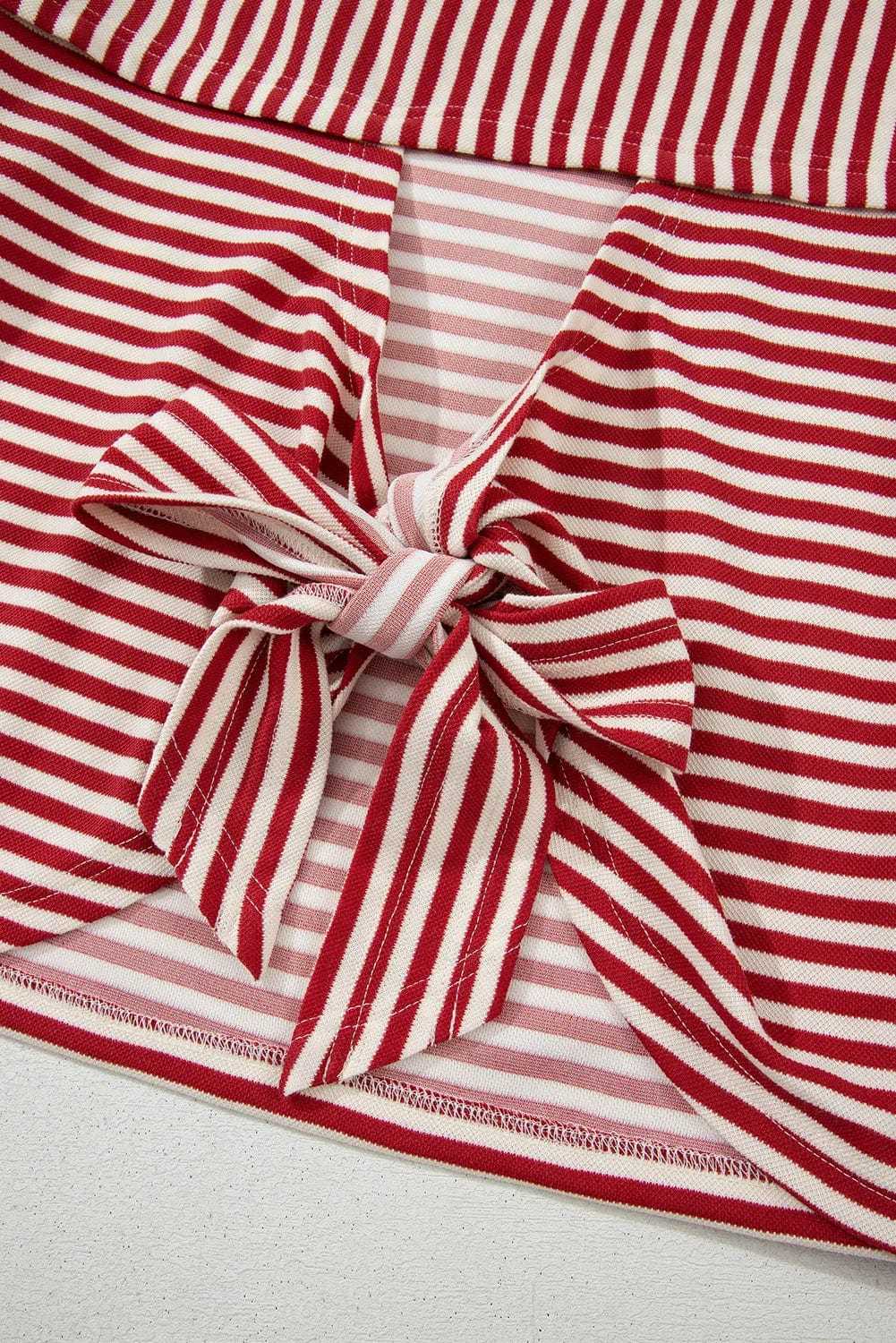 Tees BowVogue Women's Striped T-Shirt – Soft Cotton Bow Neck Casual Top