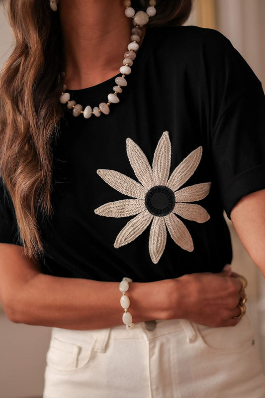 Tees Crochet Bloom Harmony Tee